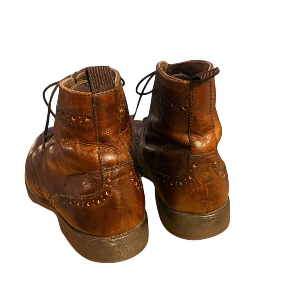 Aston Grey Men's Brown Leather Wingtip Brogue Lace-Up Ankle Boots sz 10 - Picture 4 of 10